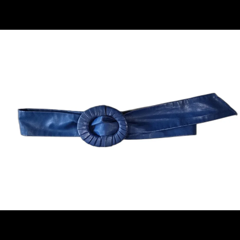 Vintage Blue Leather Waist Belt